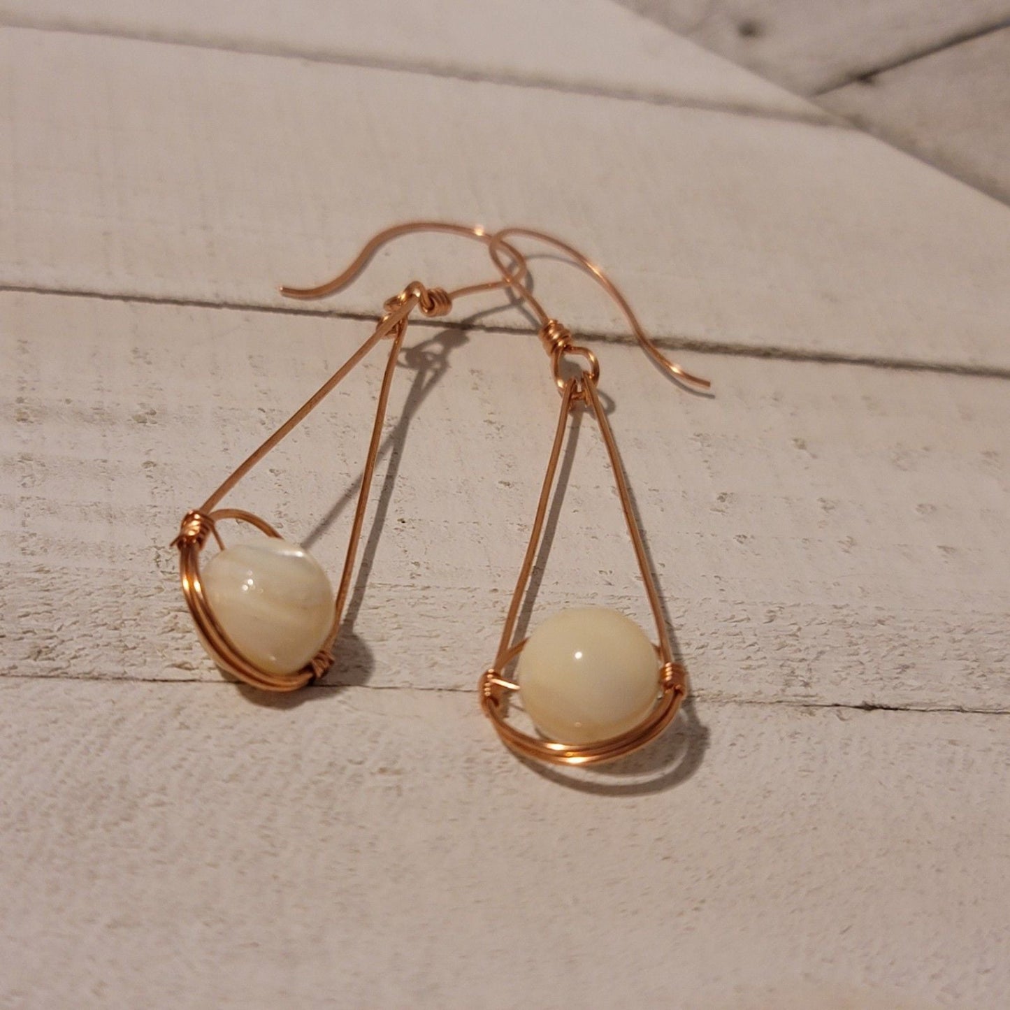 Mother of Pearl Teardrop Wire Earrings
