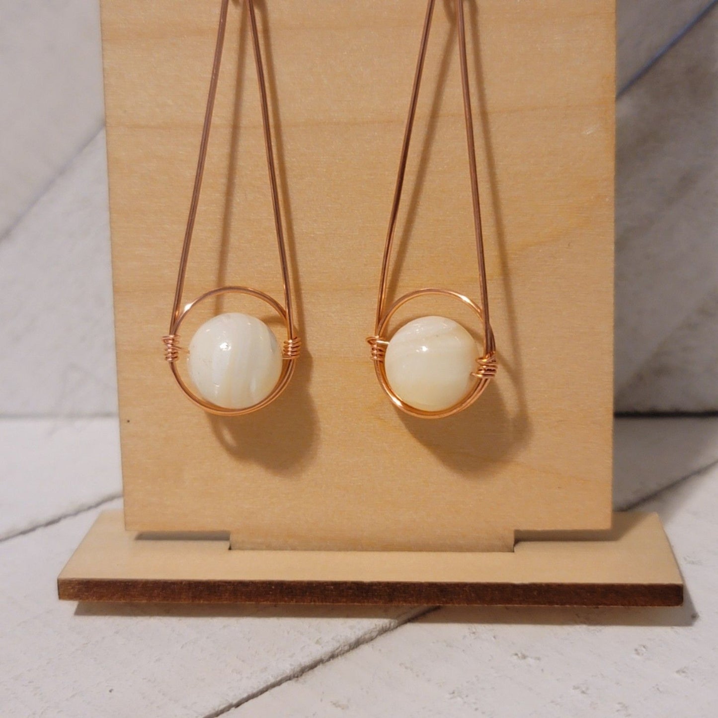 Mother of Pearl Teardrop Wire Earrings