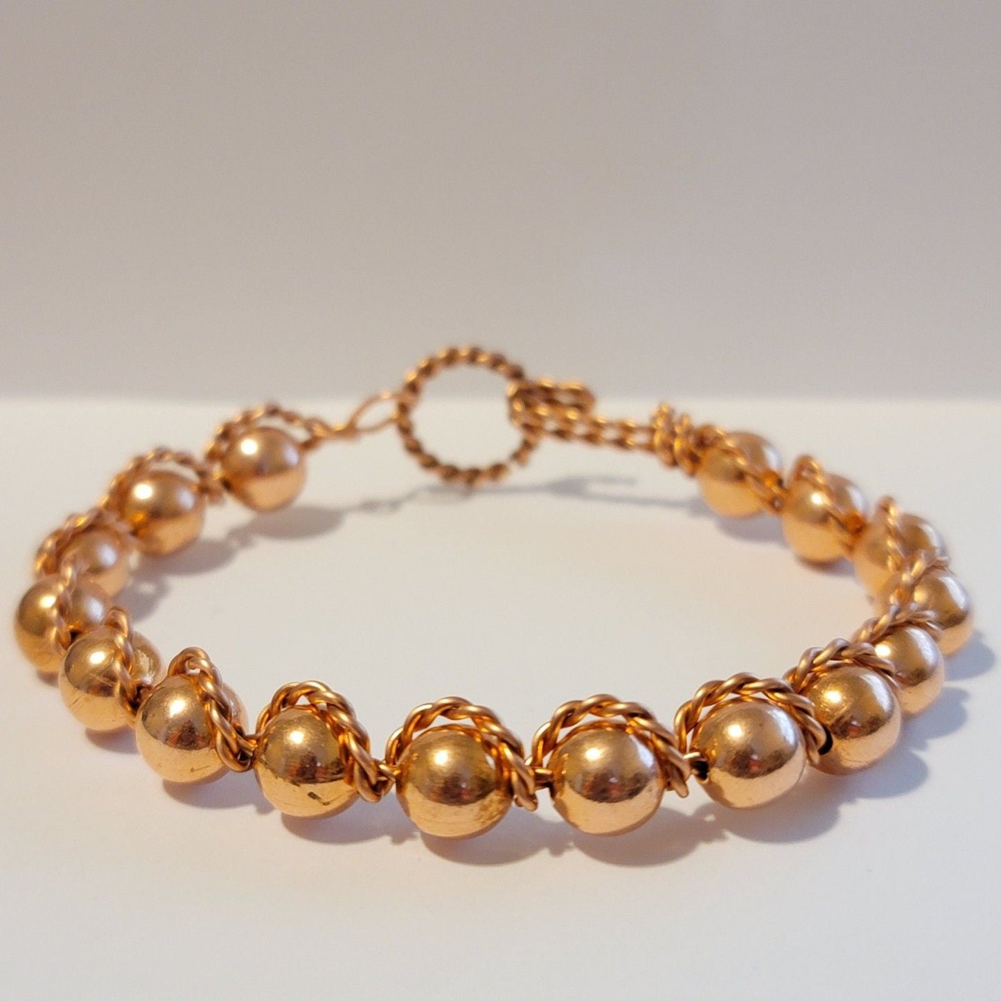 Handmade Twisted Copper Wire Bead Bracelet – Rustic Boho Jewelry