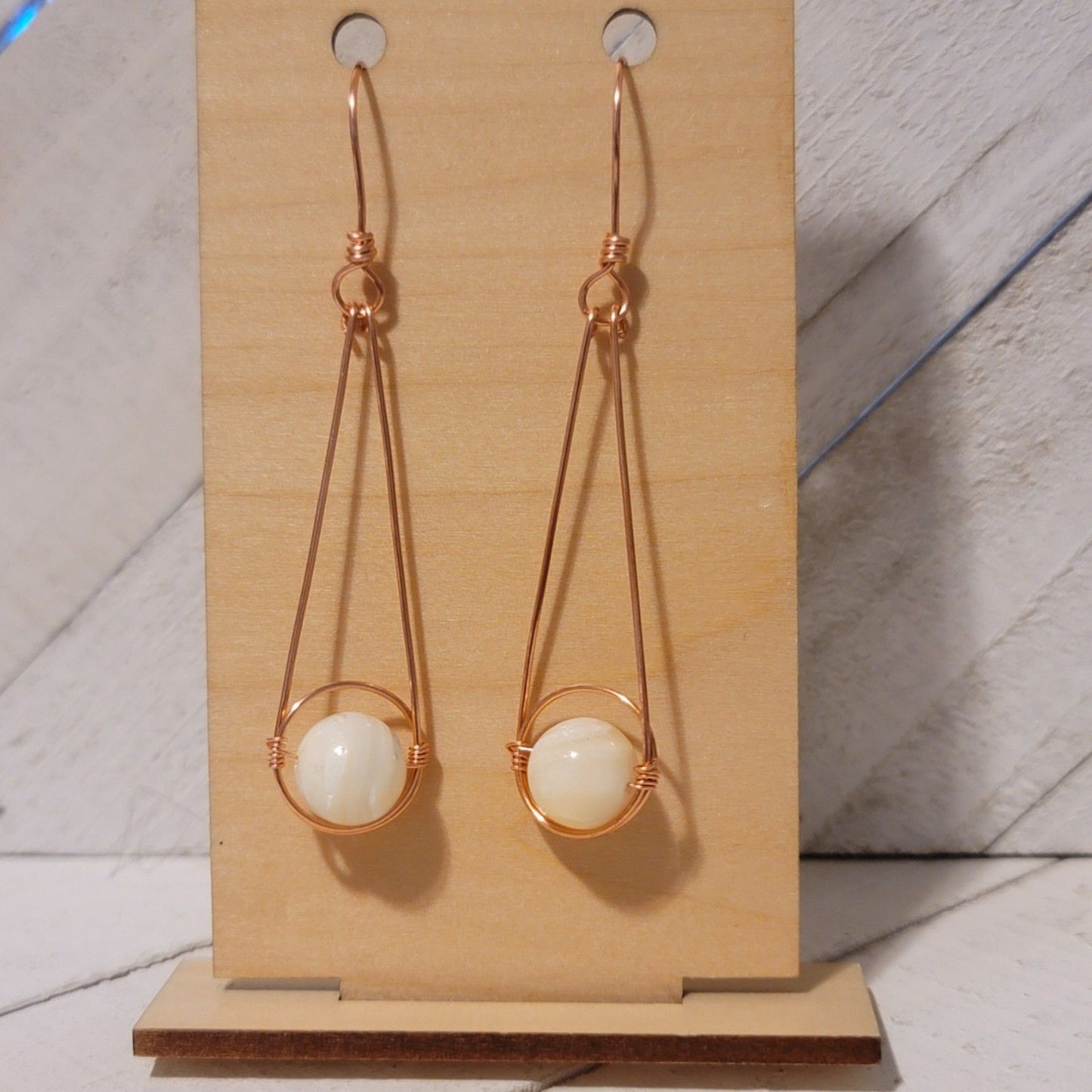 Mother of Pearl Teardrop Wire Earrings