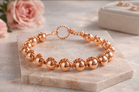 Handmade Twisted Copper Wire Bead Bracelet – Rustic Boho Jewelry